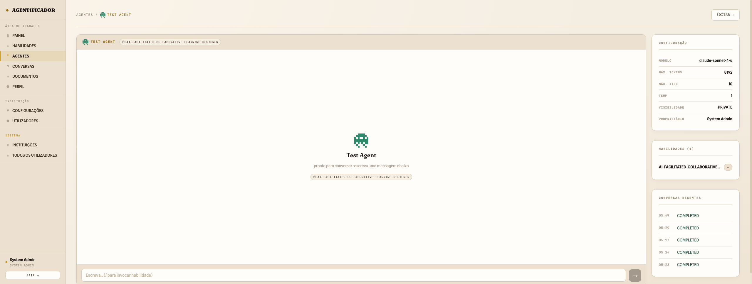 Interface de chat