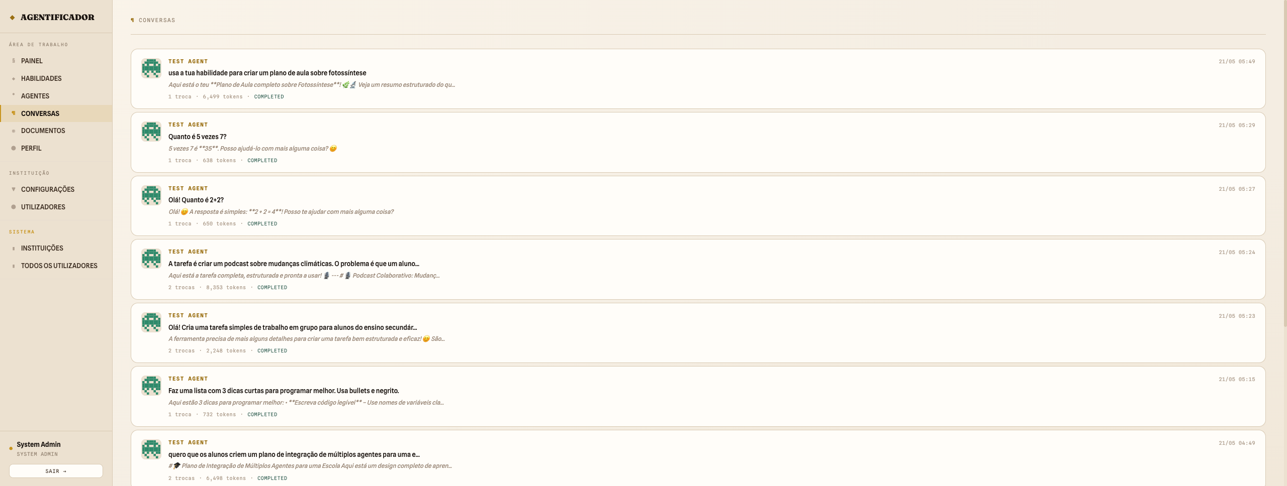Lista de conversas